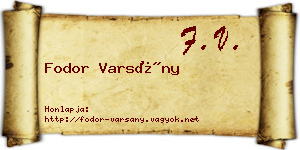 Fodor Varsány névjegykártya